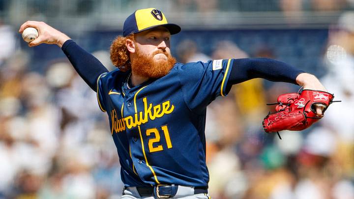 Aug 12, 2026; San Diego, California, USA; Milwaukee Brewers starting pitcher Dustin May (21) throws a pitch during the seventh inning against the San Diego Padres at Petco Park. Mandatory Credit: David Frerker-Imagn Images Aug 12, 2026; San Diego, California, USA; Milwaukee Brewers starting pitcher Dustin May (21) throws a pitch during the seventh inning against the San Diego Padres at Petco Park. Mandatory Credit: David Frerker-Imagn Images