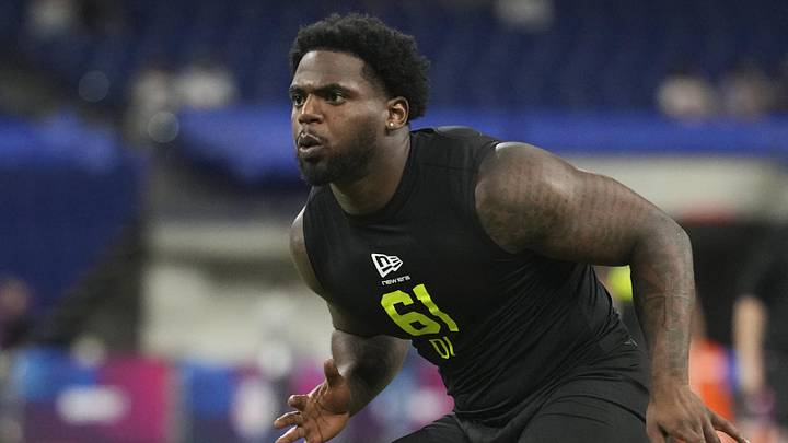 Feb 26, 2026; Indianapolis, IN, USA; Western Michigan defensive lineman Nadame Tucker (DL61) during the NFL Scouting Combine at Lucas Oil Stadium. Mandatory Credit: Kirby Lee-Imagn Images Feb 26, 2026; Indianapolis, IN, USA; Western Michigan defensive lineman Nadame Tucker (DL61) during the NFL Scouting Combine at Lucas Oil Stadium. Mandatory Credit: Kirby Lee-Imagn Images