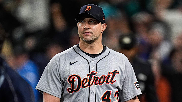 Detroit Tigers pitcher Tommy Kahnle walks off the field after the 3-2 loss to the Seattle Mariners in 15 innings at ALDS Game 5 at T-Mobile Park in Seattle on Friday, Oct. 10, 2025.