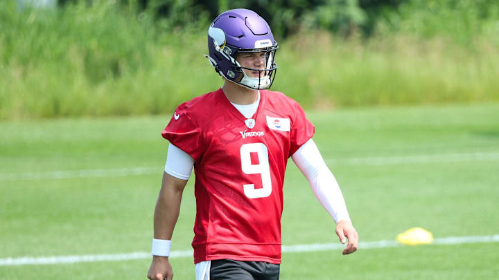 Jun 10, 2025; Minneapolis, MN, USA; Minnesota Vikings quarterback J.J. McCarthy (9) practices during minicamp at the Minnesota Vikings Training Facility. Mandatory Credit: Matt Krohn-Imagn Images Jun 10, 2025; Minneapolis, MN, USA; Minnesota Vikings quarterback J.J. McCarthy (9) practices during minicamp at the Minnesota Vikings Training Facility. Mandatory Credit: Matt Krohn-Imagn Images