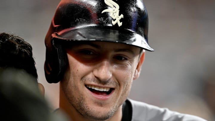 Sep 5, 2025; Detroit, Michigan, USA; Chicago White Sox shortstop Colson Montgomery (12) celebrates with in the dugout after hitting a two-run home run against the Detroit Tigers in the seventh inning at Comerica Park. Mandatory Credit: Lon Horwedel-Imagn Images Sep 5, 2025; Detroit, Michigan, USA; Chicago White Sox shortstop Colson Montgomery (12) celebrates with in the dugout after hitting a two-run home run against the Detroit Tigers in the seventh inning at Comerica Park. Mandatory Credit: Lon Horwedel-Imagn Images