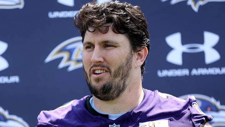 Baltimore Ravens guard Andrew Vorhees. Mandatory Credit: Daniel Kucin Jr.-Imagn Images