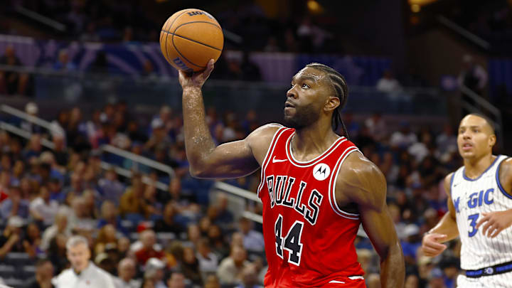 Oct 25, 2025; Orlando, Florida, USA; Chicago Bulls forward Patrick Williams (44) looks to shoot in the second half against the Orlando Magic at Kia Center. Mandatory Credit: Russell Lansford-Imagn Images