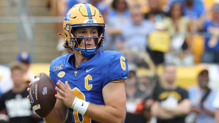 Pitt quarterback Mason Heintschel tossed seven TDs against Miami (Ohio) in Week 1. Pitt quarterback Mason Heintschel tossed seven TDs against Miami (Ohio) in Week 1.