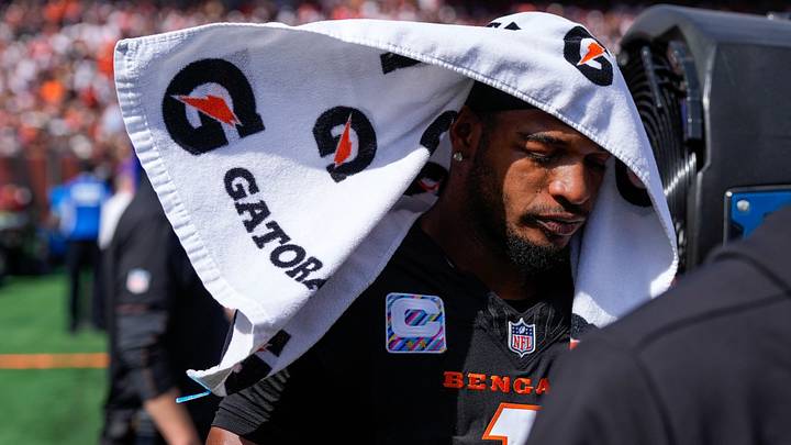 Cincinnati Bengals receiver Ja'Marr Chase heads to the locker room against the Jacksonville Jaguars on Sunday, Oct, 4.