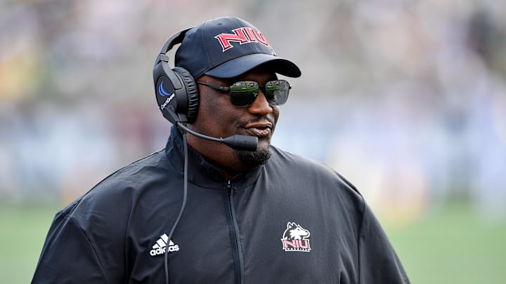 Northern Illinois Huskies head coach Thomas Hammock. Northern Illinois Huskies head coach Thomas Hammock.