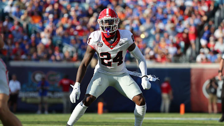 wOct 28, 2023; Jacksonville, Florida, USA; Georgia Bulldogs defensive back Malaki Starks (24)