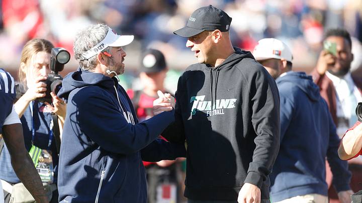 Mississippi Rebels head coach Pete Golding and Florida head coach Jon Sumrall talk on the field prior to last season's playoff game between Ole Miss and the Tulane Green Wave at Vaught-Hemingway Stadium. Mandatory Credit: Petre Thomas-Imagn Images Mississippi Rebels head coach Pete Golding and Florida head coach Jon Sumrall talk on the field prior to last season's playoff game between Ole Miss and the Tulane Green Wave at Vaught-Hemingway Stadium. Mandatory Credit: Petre Thomas-Imagn Images