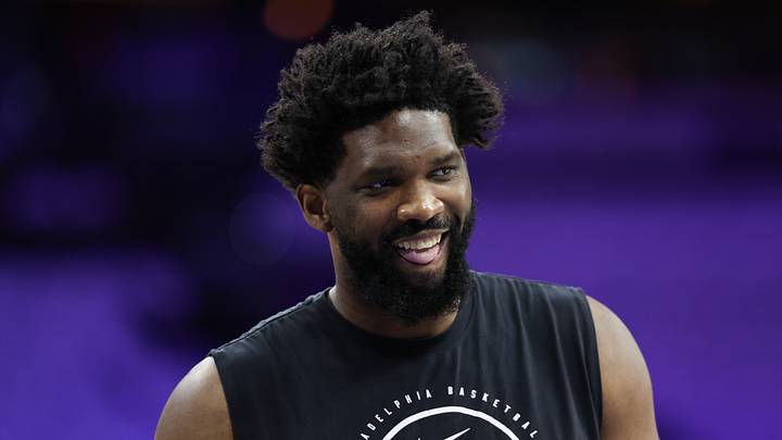 Philadelphia, Pennsylvania, USA; Philadelphia 76ers center Joel Embiid before game three of the second round of the 2026 NBA Playoffs against the New York Knicks at Xfinity Mobile Arena on May 8, 2026.