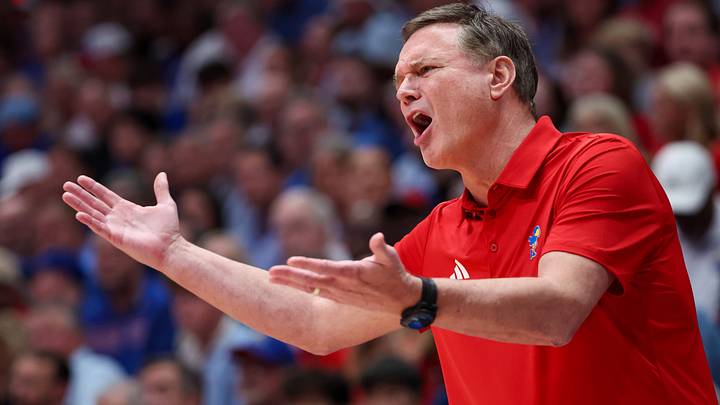 Oct 25, 2026; Lawrence, Kansas, USA; Kansas Jayhawks head coach Bill Self complains about a call during the first half against the Duke Blue Devils at Allen Fieldhouse. Mandatory Credit: Scott Sewell-Imagn Images Oct 25, 2026; Lawrence, Kansas, USA; Kansas Jayhawks head coach Bill Self complains about a call during the first half against the Duke Blue Devils at Allen Fieldhouse. Mandatory Credit: Scott Sewell-Imagn Images