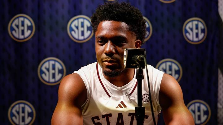Mississippi State Bulldogs guard Josh Hubbard speaks during the SEC Basketball Tipoff at Grand Bohemian Hotel Mountain Brook.  