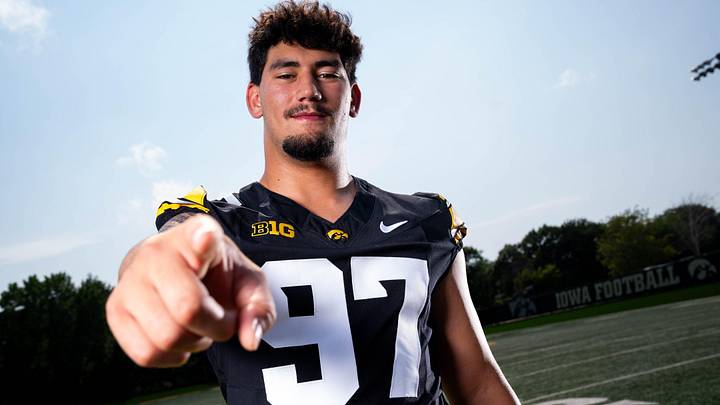 Defensive Lineman Iose Epenesa stands for a portrait during Iowa Football’s media day on Aug. 8, 2025, in Iowa City. Defensive Lineman Iose Epenesa stands for a portrait during Iowa Football’s media day on Aug. 8, 2025, in Iowa City.