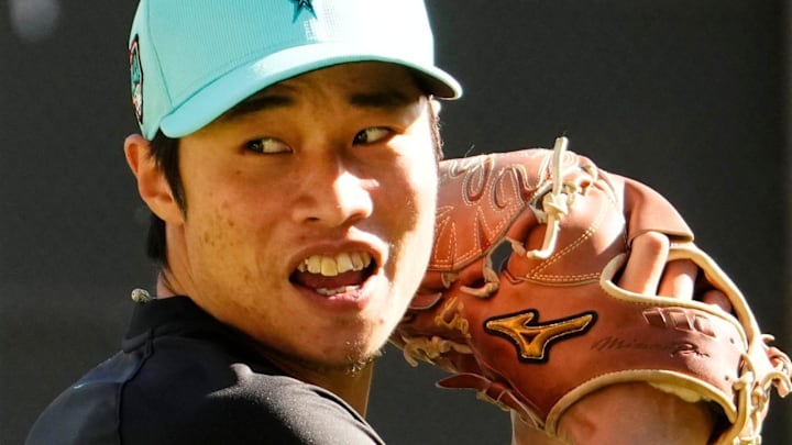 Arizona Diamondbacks pitcher Yu-Min Lin during spring training workouts at Salt River Fields at Talking Stick in Scottsdale on Feb. 15, 2024.
