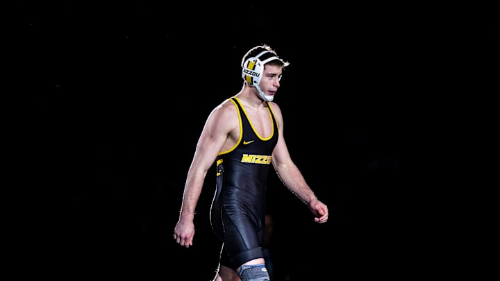 Missouri's Keegan O'Toole is introduced before wrestling Iowa State's David Carr at 165 pounds in the finals during the sixth session of the NCAA Division I Wrestling Championships, Saturday, March 18, 2023, at BOK Center in Tulsa, Okla.

230318 Ncaa Final Wr 072 Jpg