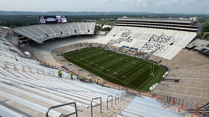 A view from the new bleachers on the west side of Penn State's Beaver Stadium. A view from the new bleachers on the west side of Penn State's Beaver Stadium.