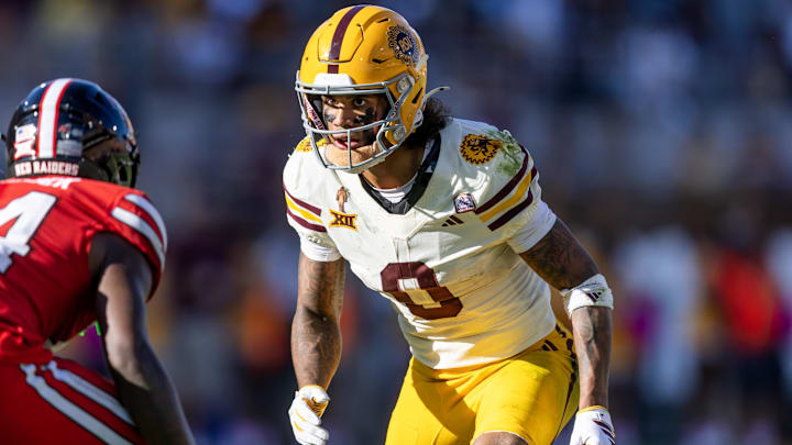 Oct 18, 2025; Tempe, Arizona, USA; Arizona State Sun Devils wide receiver Jordyn Tyson (0) against the Texas Tech Red Raiders at Mountain America Stadium. Mandatory Credit: Mark J. Rebilas-Imagn Images Oct 18, 2025; Tempe, Arizona, USA; Arizona State Sun Devils wide receiver Jordyn Tyson (0) against the Texas Tech Red Raiders at Mountain America Stadium. Mandatory Credit: Mark J. Rebilas-Imagn Images