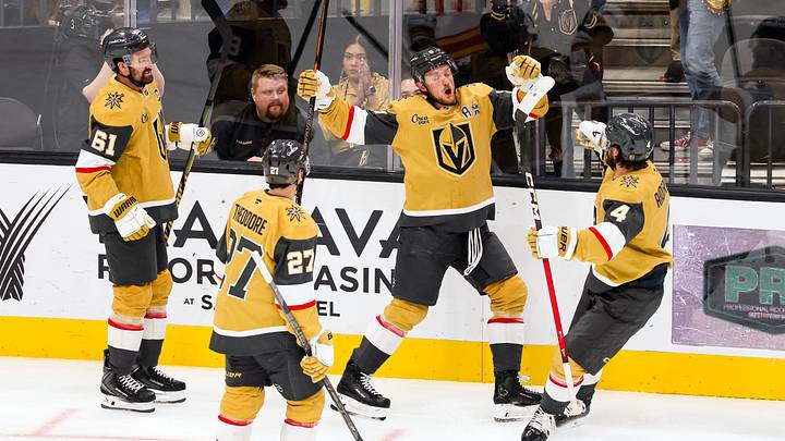 Jack Eichel celebrates his first-period short-handed goal Jack Eichel celebrates his first-period short-handed goal