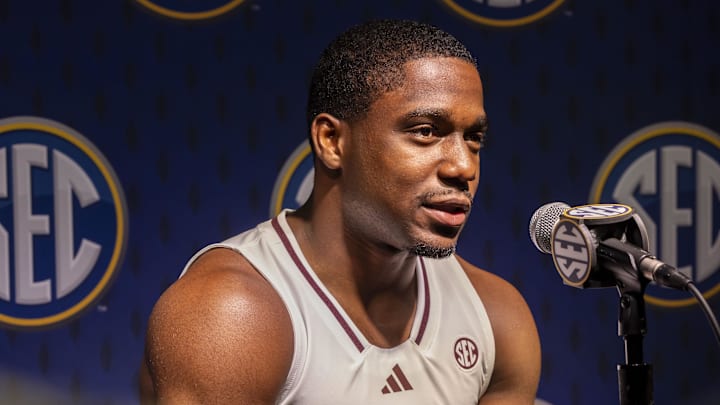 Mississippi State Bulldogs guard Josh Hubbard talks with the media during SEC Media Days at Grand Bohemian Hotel. 