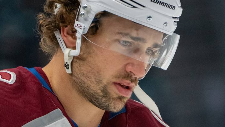 Oct 22, 2024; Seattle, Washington, USA;  Colorado Avalanche forward Miles Wood (28) is pictured before a game against the Seattle Kraken at Climate Pledge Arena. Mandatory Credit: Stephen Brashear-Imagn Images