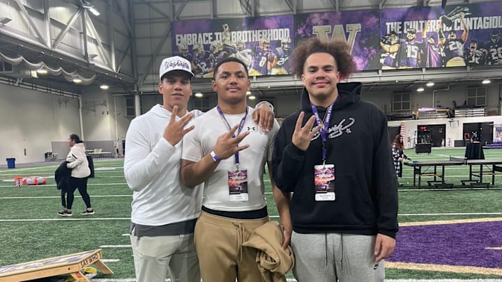 David Schwerzel, right, on his recent UW visit. 