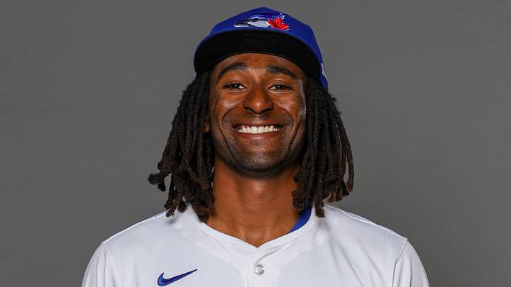 Feb 20, 2026; Dunedin, FL, USA; Toronto Blue Jays second baseman Charles McAdoo (26) poses for a photo during media day at the Player Development Complex. Feb 20, 2026; Dunedin, FL, USA; Toronto Blue Jays second baseman Charles McAdoo (26) poses for a photo during media day at the Player Development Complex.