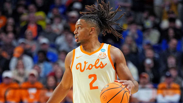 Mar 20, 2025; Lexington, KY, USA; Tennessee Volunteers guard Chaz Lanier (2) brings the ball up court during the second half against the Wofford Terriers in the first round of the NCAA Tournament at Rupp Arena. Mandatory Credit: Aaron Doster-Imagn Images Mar 20, 2025; Lexington, KY, USA; Tennessee Volunteers guard Chaz Lanier (2) brings the ball up court during the second half against the Wofford Terriers in the first round of the NCAA Tournament at Rupp Arena. Mandatory Credit: Aaron Doster-Imagn Images