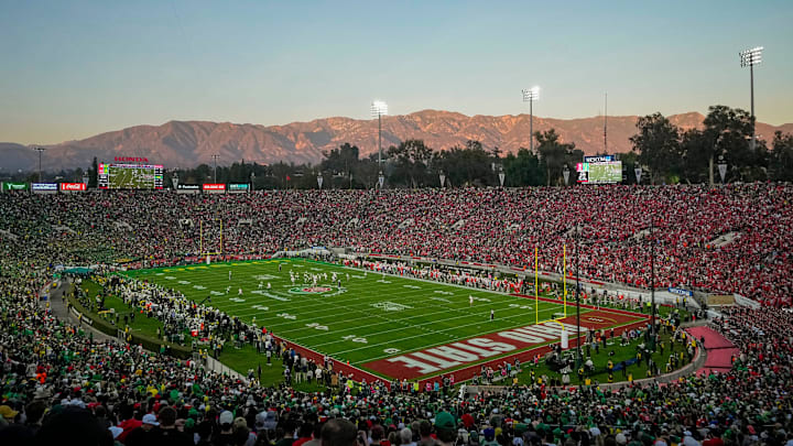 The Ohio State Buckeyes take on the Oregon Ducks in the College Football Playoff quarterfinal at the Rose Bowl in Pasadena, Calif. on Jan. 1, 2025. Ohio State won 41-21.