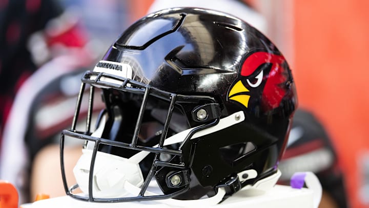 Dec 8, 2024; Glendale, Arizona, USA; Detailed view of an Arizona Cardinals helmet at State Farm Stadium. Mandatory Credit: Mark J. Rebilas-Imagn Images Dec 8, 2024; Glendale, Arizona, USA; Detailed view of an Arizona Cardinals helmet at State Farm Stadium. Mandatory Credit: Mark J. Rebilas-Imagn Images
