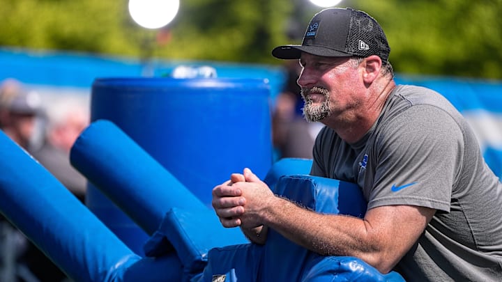 Detroit Lions head coach Dan Campbell at Lions practice