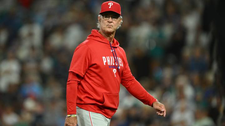 Aug 25, 2026; Seattle, Washington, USA; Philadelphia Phillies manager Don Mattingly during the seventh inning against the Seattle Mariners at T-Mobile Park. Mandatory Credit: Steven Bisig-Imagn Images