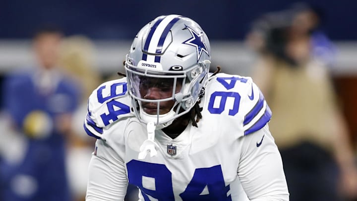 Aug 21, 2021; Arlington, Texas, USA; Dallas Cowboys defensive end Randy Gregory (94) on the field in
