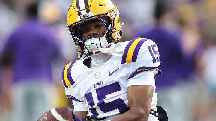 Oct 25, 2025; Baton Rouge, Louisiana, USA; Louisiana State Tigers wide receiver Phillip Wright III (15) warms up before a game against the Texas A&M Aggies at Tiger Stadium. Mandatory Credit: Stephen Lew-Imagn Images Oct 25, 2025; Baton Rouge, Louisiana, USA; Louisiana State Tigers wide receiver Phillip Wright III (15) warms up before a game against the Texas A&M Aggies at Tiger Stadium. Mandatory Credit: Stephen Lew-Imagn Images