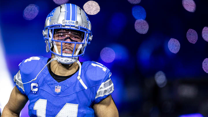 Amon-Ra St. Brown before the Lions' divisional playoff game against the Washington Commanders on Jan. 18, 2025. Amon-Ra St. Brown before the Lions' divisional playoff game against the Washington Commanders on Jan. 18, 2025.