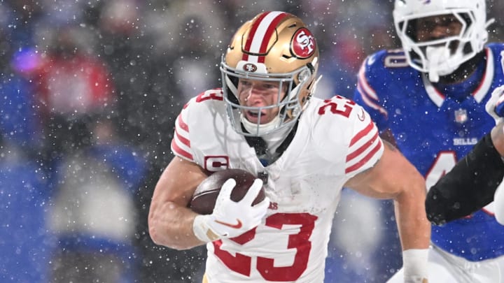 49ers running back Christian McCaffrey was injured on Monday night, throwing his fantasy status up in the air. 49ers running back Christian McCaffrey was injured on Monday night, throwing his fantasy status up in the air.