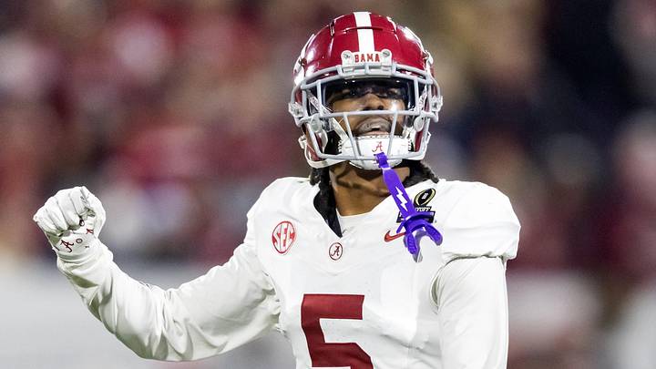 Dec 19, 2025; Norman, OK, USA; Alabama Crimson Tide defensive back Dijon Lee Jr. (5) against the Oklahoma Sooners during the CFP National Playoff First Round at Gaylord Family Oklahoma Memorial Stadium. Mandatory Credit: Mark J. Rebilas-Imagn Images Dec 19, 2025; Norman, OK, USA; Alabama Crimson Tide defensive back Dijon Lee Jr. (5) against the Oklahoma Sooners during the CFP National Playoff First Round at Gaylord Family Oklahoma Memorial Stadium. Mandatory Credit: Mark J. Rebilas-Imagn Images