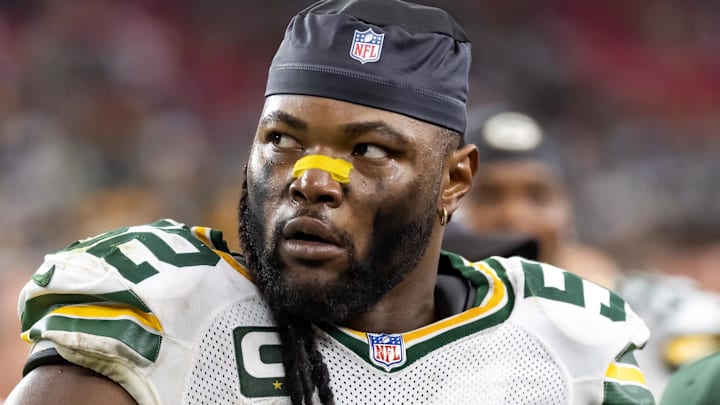 Oct 19, 2025; Glendale, Arizona, USA; Green Bay Packers defensive lineman Rashan Gary (52) against the Arizona Cardinals at State Farm Stadium. Oct 19, 2025; Glendale, Arizona, USA; Green Bay Packers defensive lineman Rashan Gary (52) against the Arizona Cardinals at State Farm Stadium.