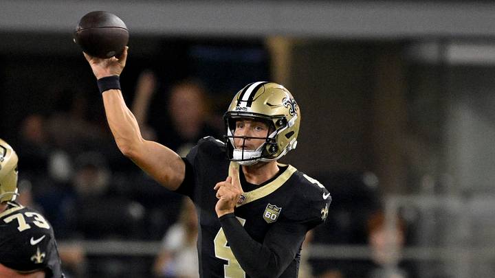 Aug 28, 2026; Arlington, Texas, USA; New Orleans Saints quarterback Zach Wilson (4) throws the ball during the game between the Cowboys and the Saints at AT&T Stadium. Mandatory Credit: Jerome Miron-Imagn Images Aug 28, 2026; Arlington, Texas, USA; New Orleans Saints quarterback Zach Wilson (4) throws the ball during the game between the Cowboys and the Saints at AT&T Stadium. Mandatory Credit: Jerome Miron-Imagn Images