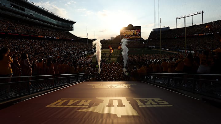 Aug 28, 2025; Minneapolis, Minnesota, USA; Minnesota Golden Gophers players take the field before the game against the Buffalo Bulls at Huntington Bank Stadium. Mandatory Credit: Matt Krohn-Imagn Images Aug 28, 2025; Minneapolis, Minnesota, USA; Minnesota Golden Gophers players take the field before the game against the Buffalo Bulls at Huntington Bank Stadium. Mandatory Credit: Matt Krohn-Imagn Images