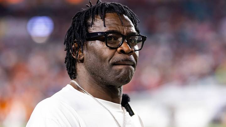 Miami Hurricanes former player Michael Irvin against the Indiana Hoosiers during the College Football Playoff National Championship game at Hard Rock Stadium. Mandatory Credit: Mark J. Rebilas-Imagn Images