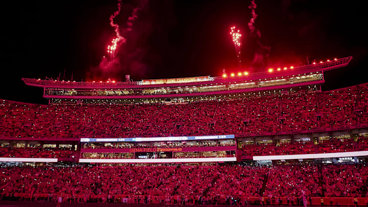 Dec 25, 2025; Kansas City, Missouri, USA; General view of the field in between the third and fourth quarter at GEHA Field at Arrowhead Stadium. Mandatory Credit: Denny Medley-Imagn Images