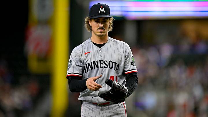 Jun 18, 2026; Arlington, Texas, USA; Minnesota Twins starting pitcher Joe Ryan (41) comes off the field after he pitches against the Texas Rangers during the third inning at Globe Life Field. Mandatory Credit: Jerome Miron-Imagn Images