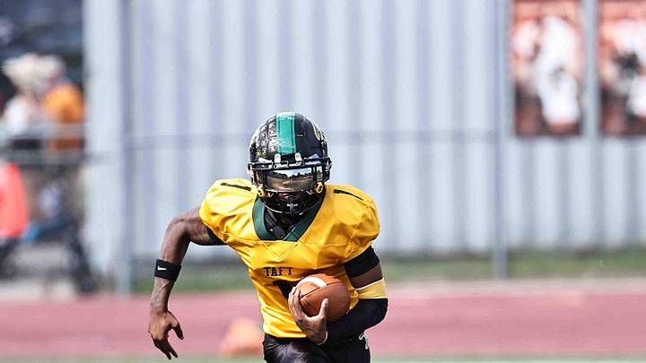 Taft quarterback Monsanna Torbert (1) runs the ball during the Senators' win over Withrow on Saturday, Sept. 27, 2025. Taft quarterback Monsanna Torbert (1) runs the ball during the Senators' win over Withrow on Saturday, Sept. 27, 2025.