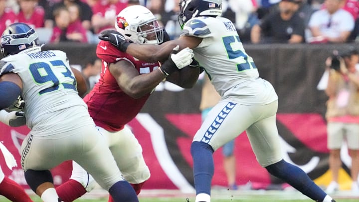 Arizona Cardinals offensive tackle D.J. Humphries (74) blocks against Seattle Seahawks linebacker