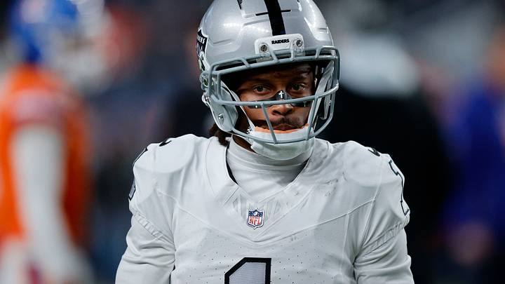 Nov 6, 2025; Denver, Colorado, USA; Las Vegas Raiders wide receiver Tre Tucker (1) before the game at Empower Field at Mile High. Mandatory Credit: Isaiah J. Downing-Imagn Images Nov 6, 2025; Denver, Colorado, USA; Las Vegas Raiders wide receiver Tre Tucker (1) before the game at Empower Field at Mile High. Mandatory Credit: Isaiah J. Downing-Imagn Images