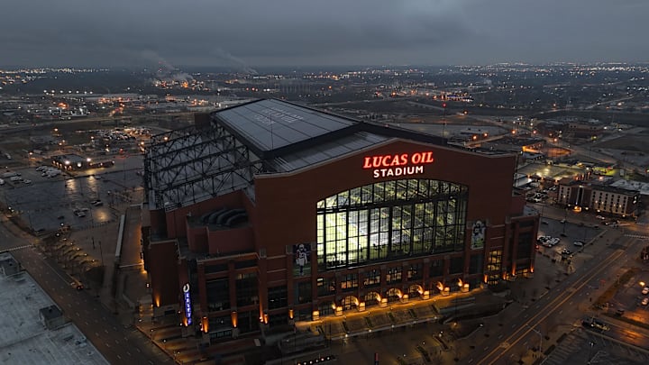 Mar 2, 2024; Indianapolis, IN, USA; A general overall view of Lucas Oil Stadium, the home of the Indianapolis Colts and the 2024 NFL Scouting Combine. Mandatory Credit: Kirby Lee-Imagn Images Mar 2, 2024; Indianapolis, IN, USA; A general overall view of Lucas Oil Stadium, the home of the Indianapolis Colts and the 2024 NFL Scouting Combine. Mandatory Credit: Kirby Lee-Imagn Images