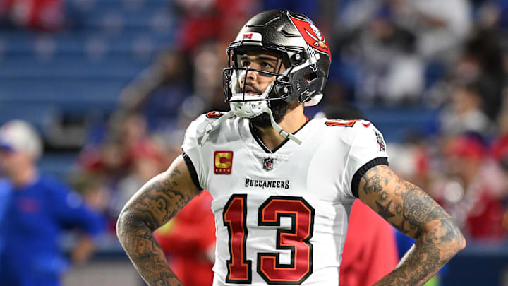 Oct 26, 2023; Orchard Park, New York, USA; Tampa Bay Buccaneers wide receiver Mike Evans (13) warms