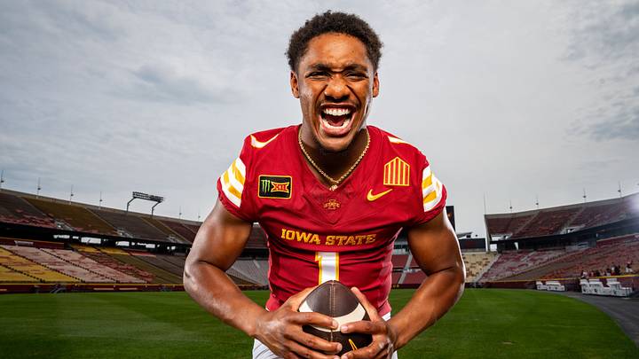 Quarterback Jaylen Raynor stands for a photo during Iowa State Football media day at Jack Trice Stadium in Ames, Wednesday, August 19, 2026. Quarterback Jaylen Raynor stands for a photo during Iowa State Football media day at Jack Trice Stadium in Ames, Wednesday, August 19, 2026.