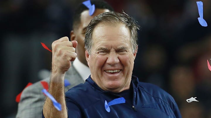 2017: Bill Belichick celebrates after Super Bowl LI where the New England Patriots vs The Atlanta