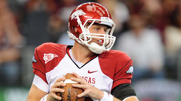 Arkansas Razorbacks quarterback (15) Ryan Mallett against the Texas A&M Aggies at Cowboys Stadium. Arkansas defeated Texas A&M 24-17.