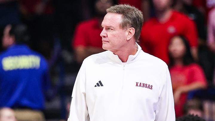 Feb 28, 2026; Tucson, Arizona, USA; Kansas Jayhawks head coach Bill Self watches from the sidelines during the first half of the game against the Arizona Wildcats at McKale Memorial Center. Mandatory Credit: Aryanna Frank-Imagn Images Feb 28, 2026; Tucson, Arizona, USA; Kansas Jayhawks head coach Bill Self watches from the sidelines during the first half of the game against the Arizona Wildcats at McKale Memorial Center. Mandatory Credit: Aryanna Frank-Imagn Images